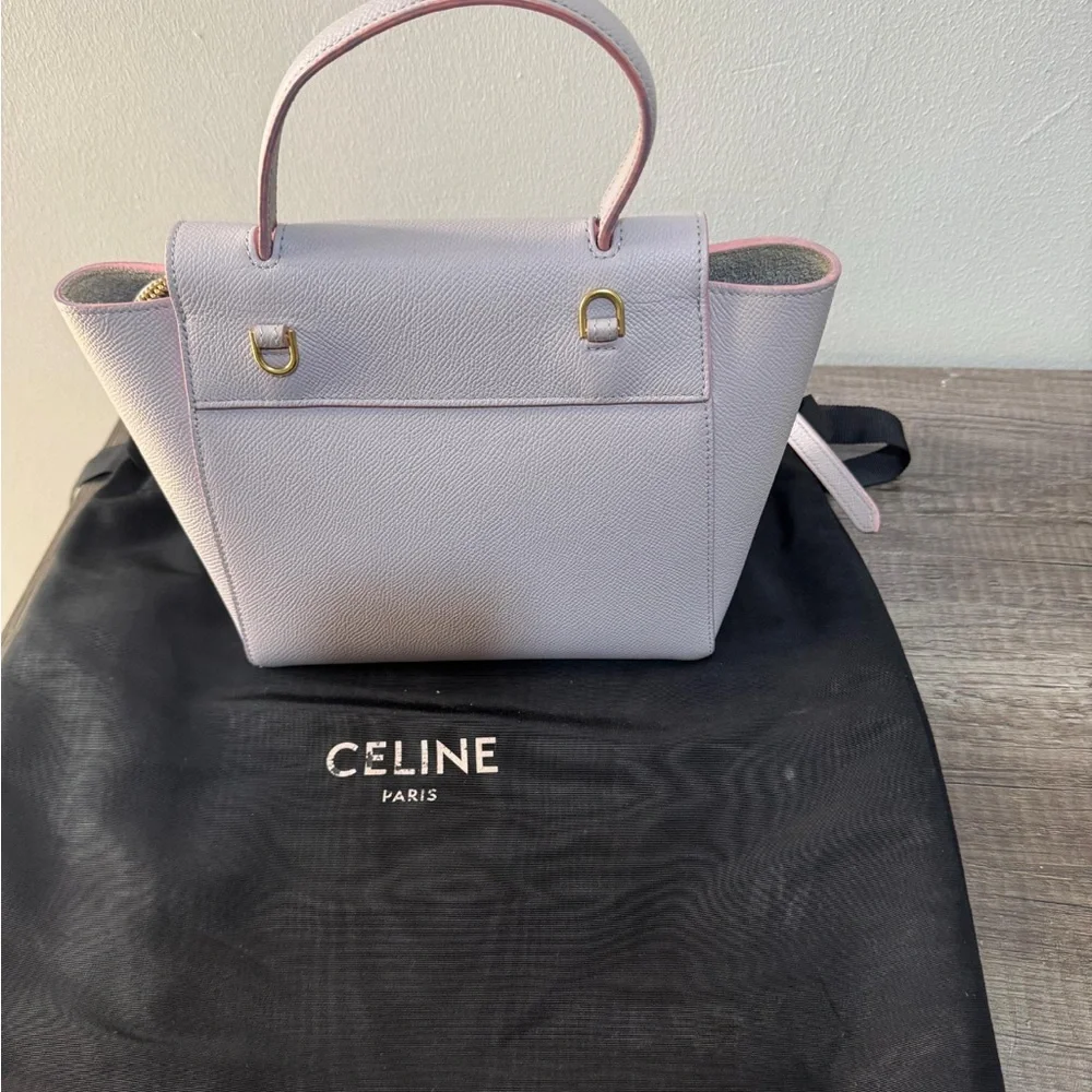 Celine Nano Belt Bag In Grained Calfskin Lavender Grey - Picture 7 of 11